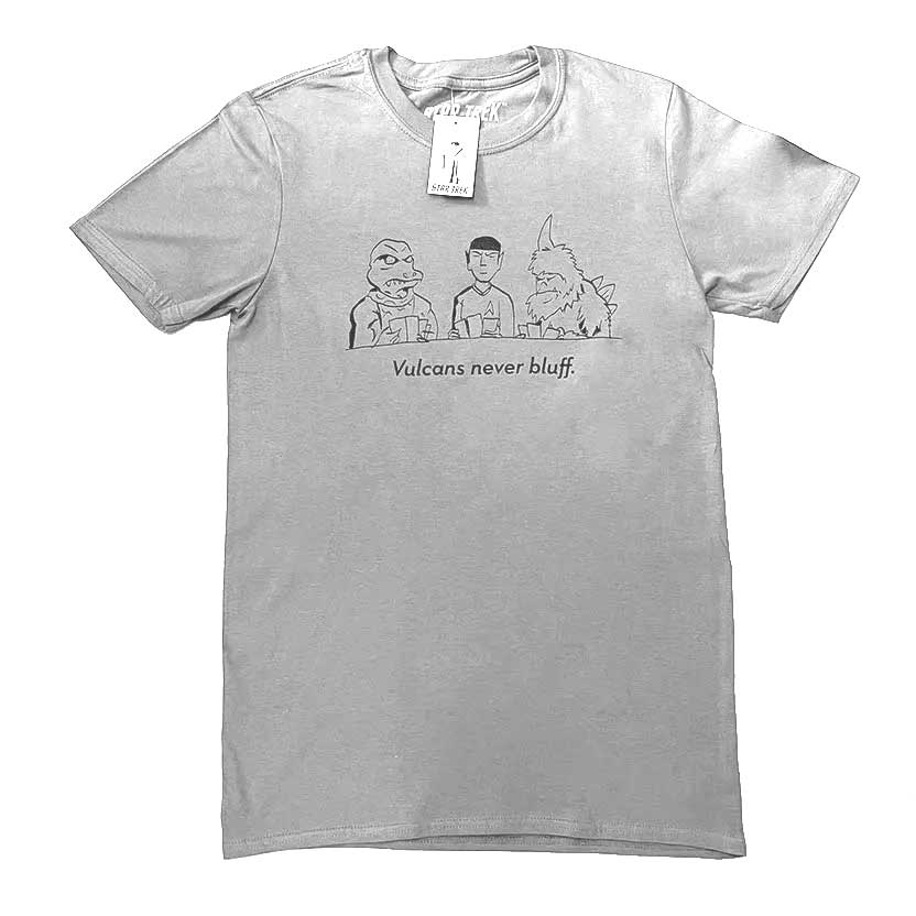 Spock Mindfulness T-Shirt Vulcans Never Bluff - White - Large