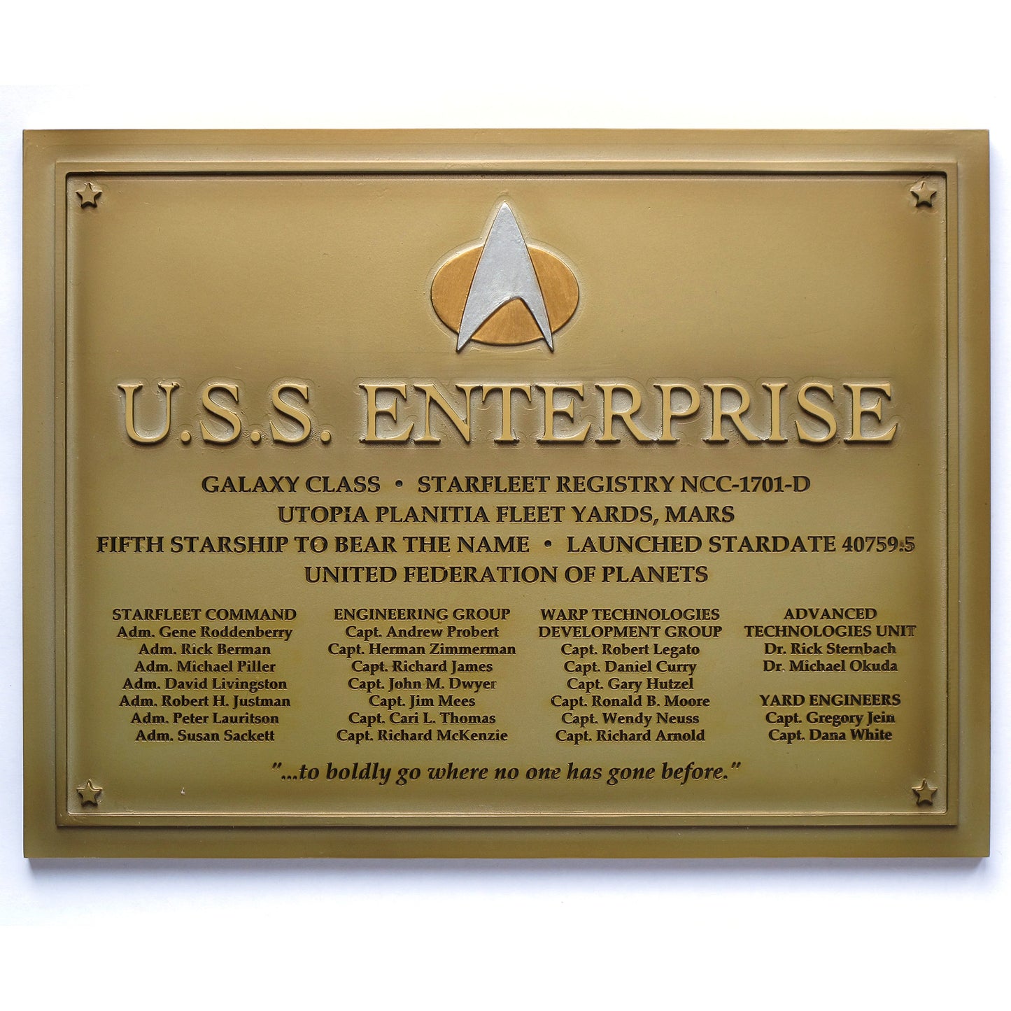 Dedication Plaque U.S.S. Enterprise NCC-1701 D
